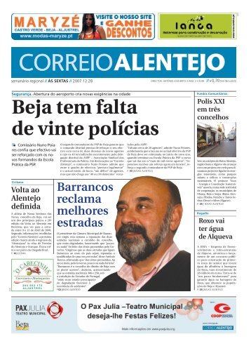 Beja tem falta de vinte polícias - Correio Alentejo