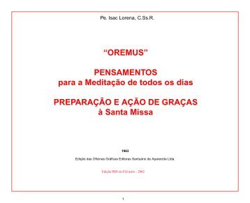 “OREMUS” PENSAMENTOS para a Meditação de todos os dias ...