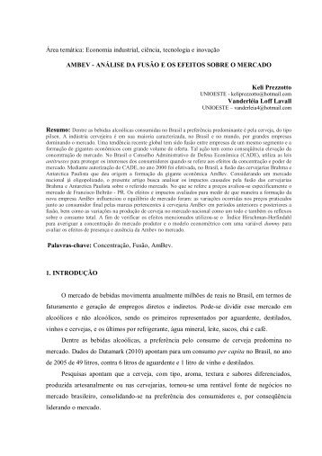 ambev análise da fusão e os efeitos sobre o mercado - APEC ...