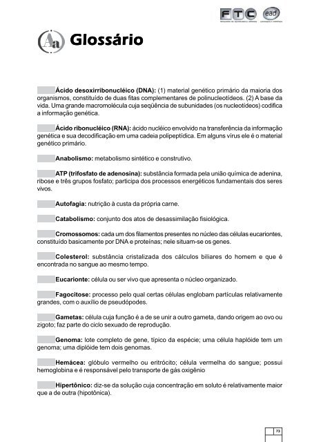 capas biologia celular e molecular - FTC EAD - FACULDADE