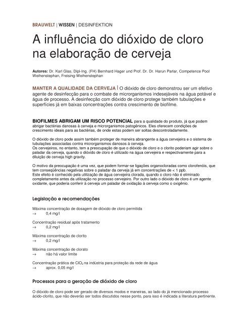 A influência do dióxido de cloro na elaboração de cerveja