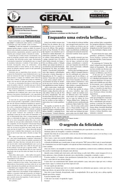 Enquanto uma estrela brilhar... O segredo da ... - Jornal dos Lagos