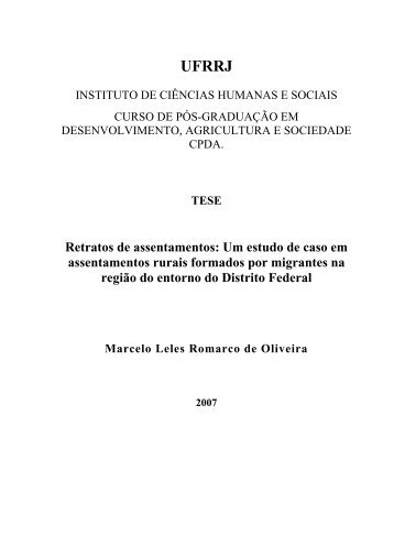 Retratos de assentamentos: Um estudo de caso em assentamentos ...