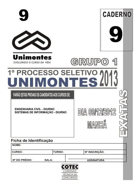 Exatas - Caderno 9 - Cotec - Unimontes