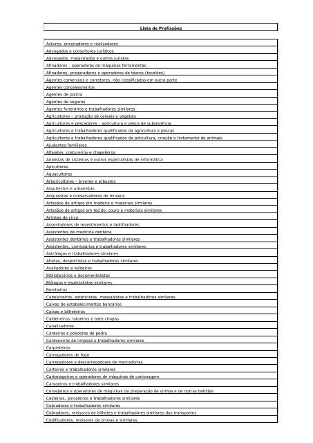 Lista de Profissões Actores, encenadores e realizadores Advogados ...