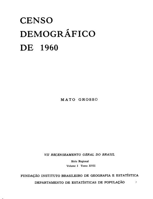 CENSO DEMOGRAFICO DE 1960 - Biblioteca - IBGE