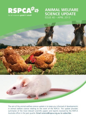 ANIMAL WELFARE SCIENCE UPDATE