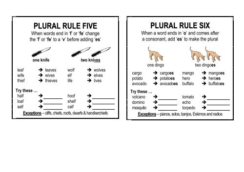 PLURAL RULE ONE PLURAL RULE TWO