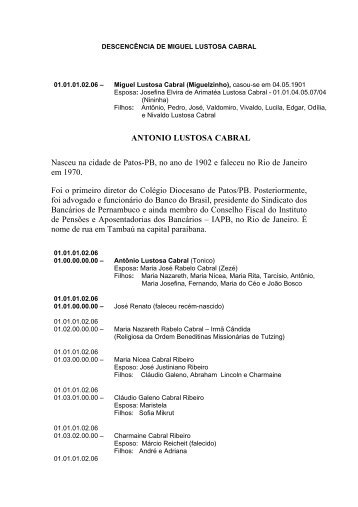 Miguel Lustosa Cabral - genealogia lustosa