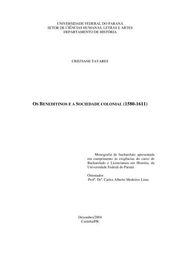 os beneditinos ea sociedade colonial - Departamento de História ...