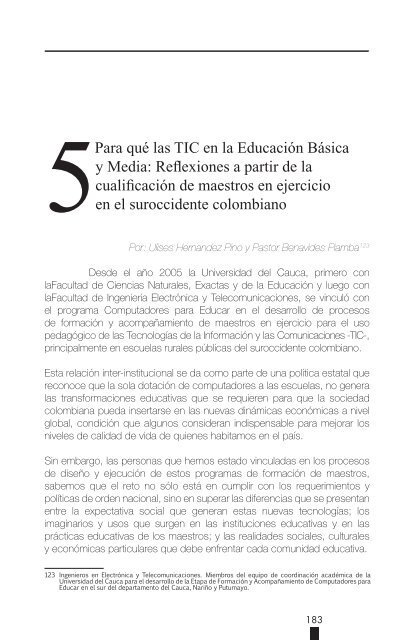 5Para qué las TIC en la Educación Básica y Media ... - ieRed