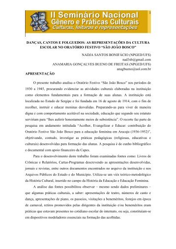 danças, cantos e folguedos: as representações da ... - Itaporanga.net