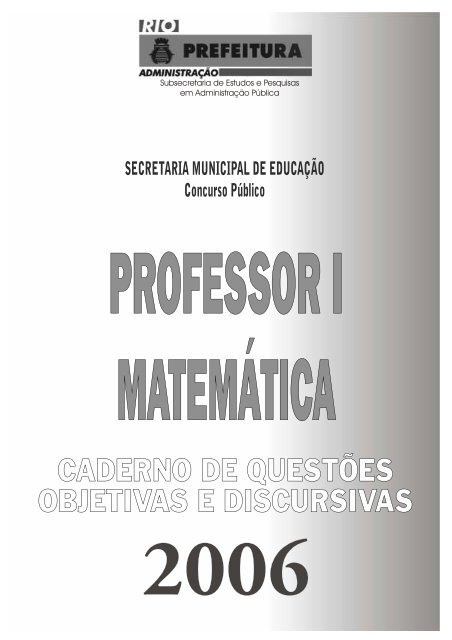 Exemplar da prova de Professor I - Matemática