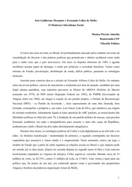 O Moderno Liberalismo Social Monica Piccolo Almeida Doutoranda ...