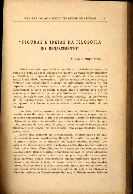 Figuras e idéias da Filosofia do Renascimento