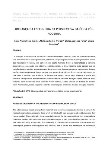 liderança da enfermeira na perspectiva da ética pós- moderna