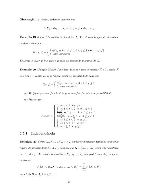 teoria das probabilidades ii - Departamento de Ciências Exatas ...