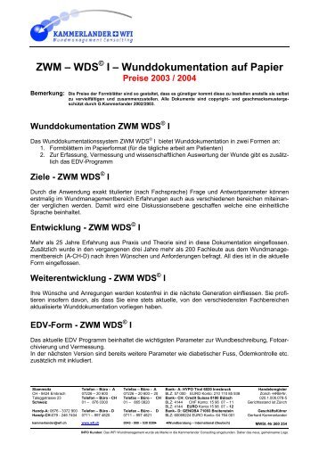 ZWM – WDS I – Wunddokumentation auf Papier