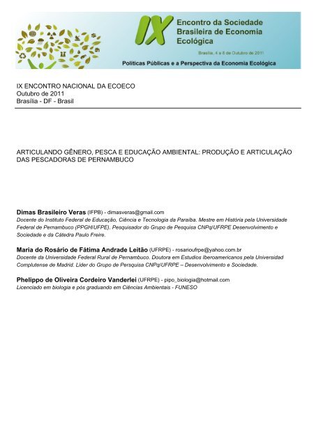 Articulando gênero, pesca e educação ambiental - EcoEco ...