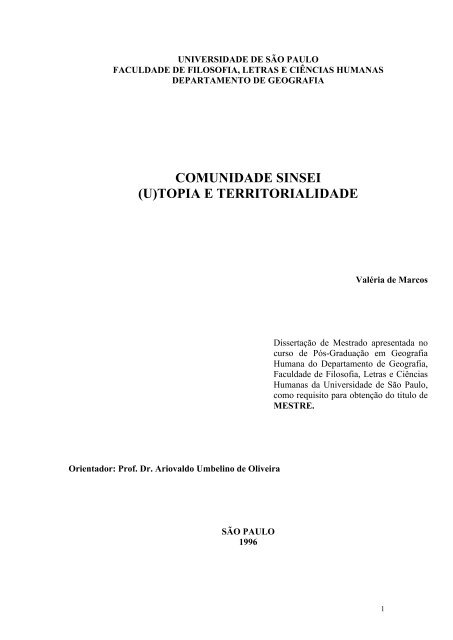 comunidade sinsei (u)topia e territorialidade - Departamento de ...