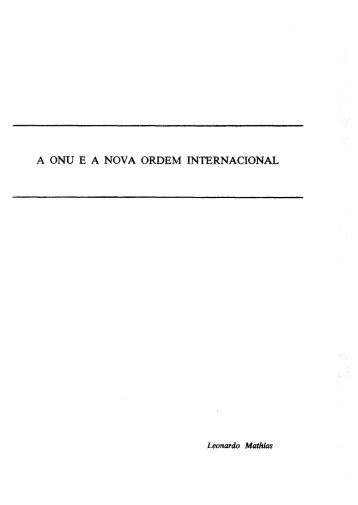 A ONU E A NOVA ORDEM INTERNACIONAL