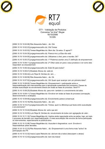 GT1 - Validação de Produtos Conversa "on line" Skype 16 ... - 7Oficios