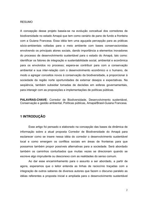 Corredor de Biodiversidade do Amapá: Desenvolvimento ...