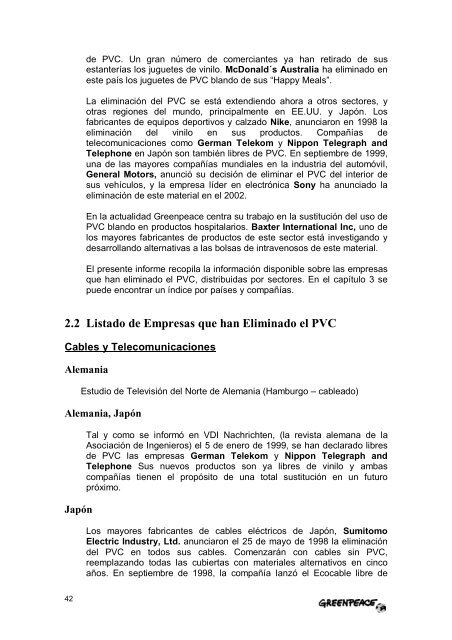 hacia un futuro libre de pvc: plastico - BVSDE Desarrollo Sostenible