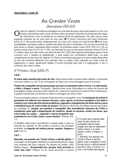 Apocalipse: Lição 25 - As Grandes Vozes - Estudos da Bíblia