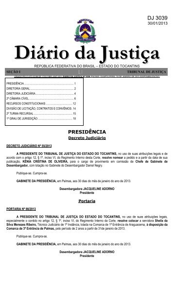 diretoria geral - Tribunal de Justica do Tocantins