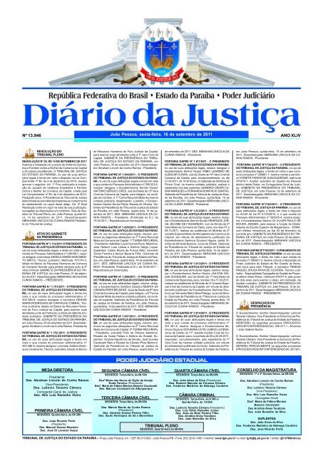 DIÁRIO DA JUSTIÇA 2011 Nº 13.946 João Pessoa, sexta-feira, 16 ...