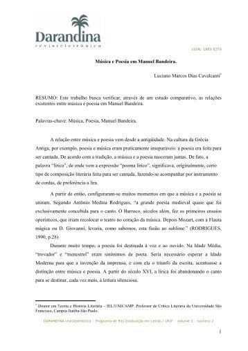 1 Música e Poesia em Manuel Bandeira. Luciano Marcos Dias ...