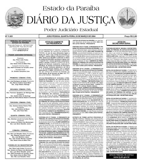 Diario da Justi a 29-05-2001 - Tribunal de Justiça da Paraíba