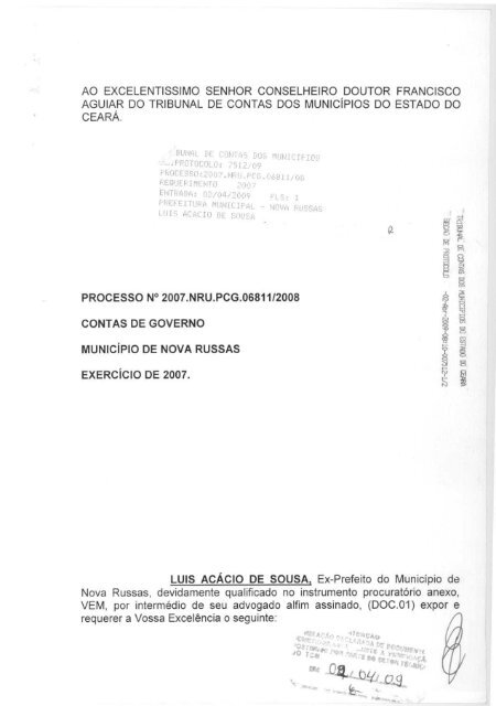 R VEM, por intermédio de seu advogado alfim assinado ... - TCM-CE