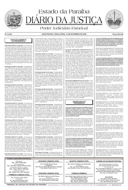 DIÁRIO DA JUSTIÇA • Terça-feira, 12 de setembro de 2006