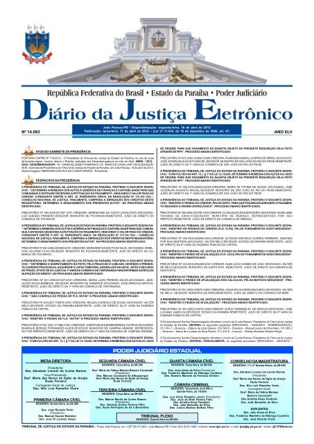 Nº 14.093 ANO XLV - Tribunal de Justiça da Paraíba