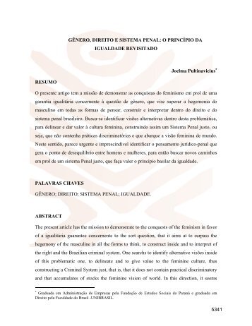 GÊNERO, DIREITO E SISTEMA PENAL: O PRINCÍPIO DA ... - Conpedi