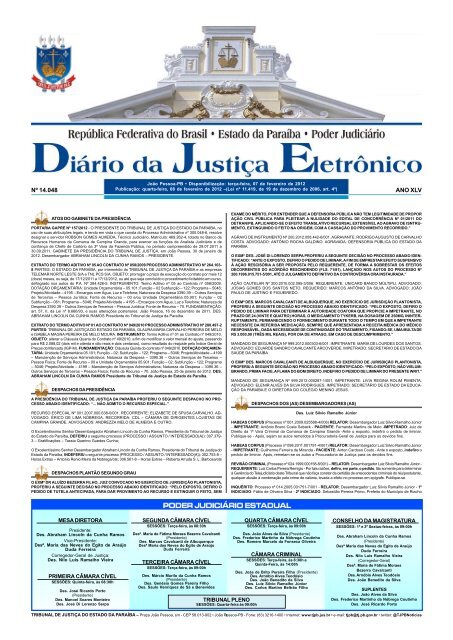 Nº 14.048 ANO XLV - Tribunal de Justiça da Paraíba