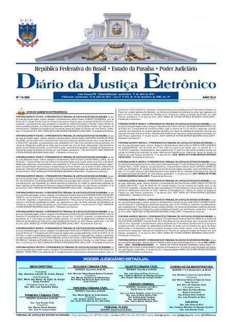 Nº  ANO XLV - Tribunal de Justiça da Paraíba