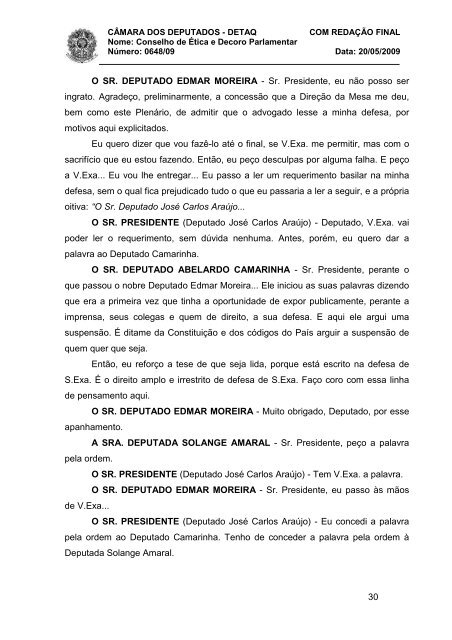 NT 20_05_09 - Oitiva dep Edmar Moreira - Câmara dos Deputados