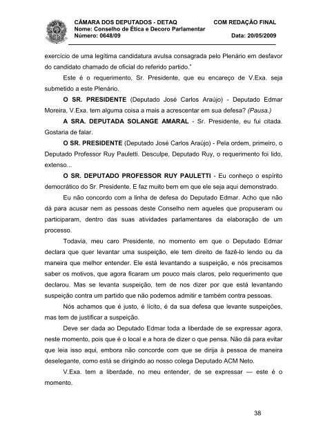 NT 20_05_09 - Oitiva dep Edmar Moreira - Câmara dos Deputados