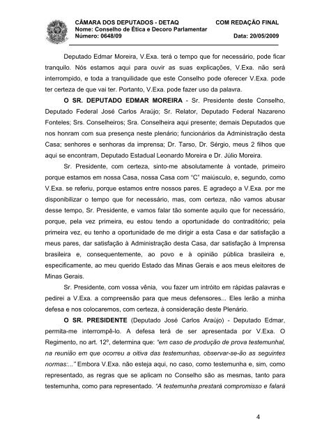 NT 20_05_09 - Oitiva dep Edmar Moreira - Câmara dos Deputados