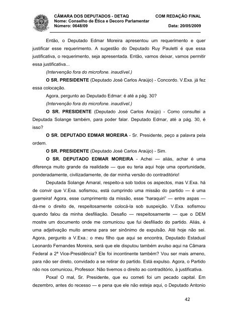 NT 20_05_09 - Oitiva dep Edmar Moreira - Câmara dos Deputados