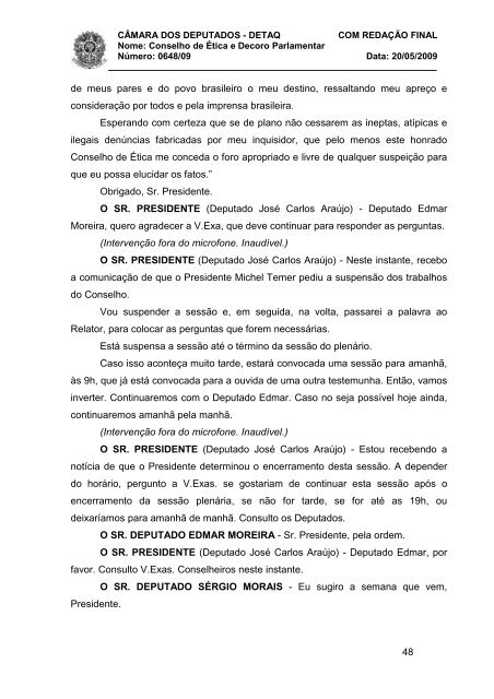 NT 20_05_09 - Oitiva dep Edmar Moreira - Câmara dos Deputados