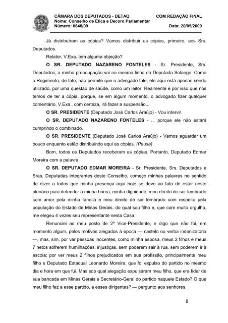 NT 20_05_09 - Oitiva dep Edmar Moreira - Câmara dos Deputados