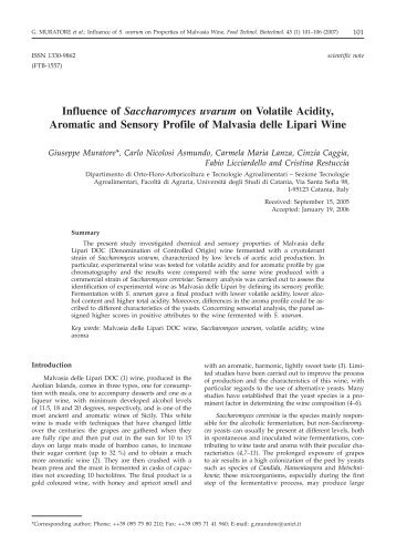 Influence of Saccharomyces uvarum on Volatile Acidity, Aromatic ...