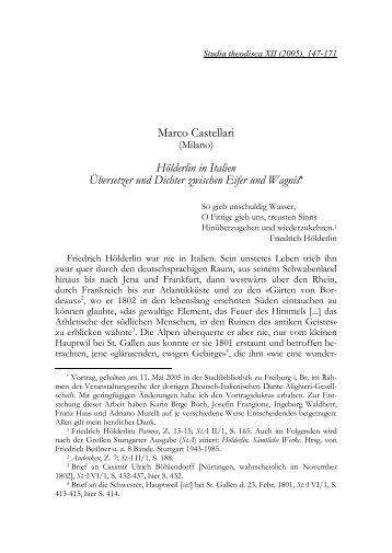 Marco Castellari Hölderlin in Italien Übersetzer und Dichter ...
