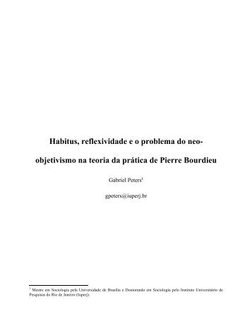 Habitus, reflexividade e neo-objetivismo - Sociofilo