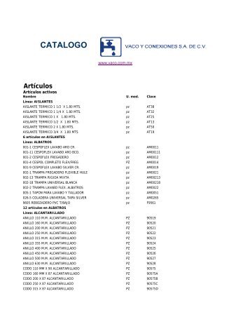 catalogo - VACO y Conexiones