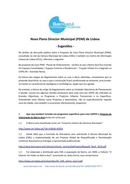 Novo Plano Director Municipal (PDM) de Lisboa ... - SOS Bairro Azul